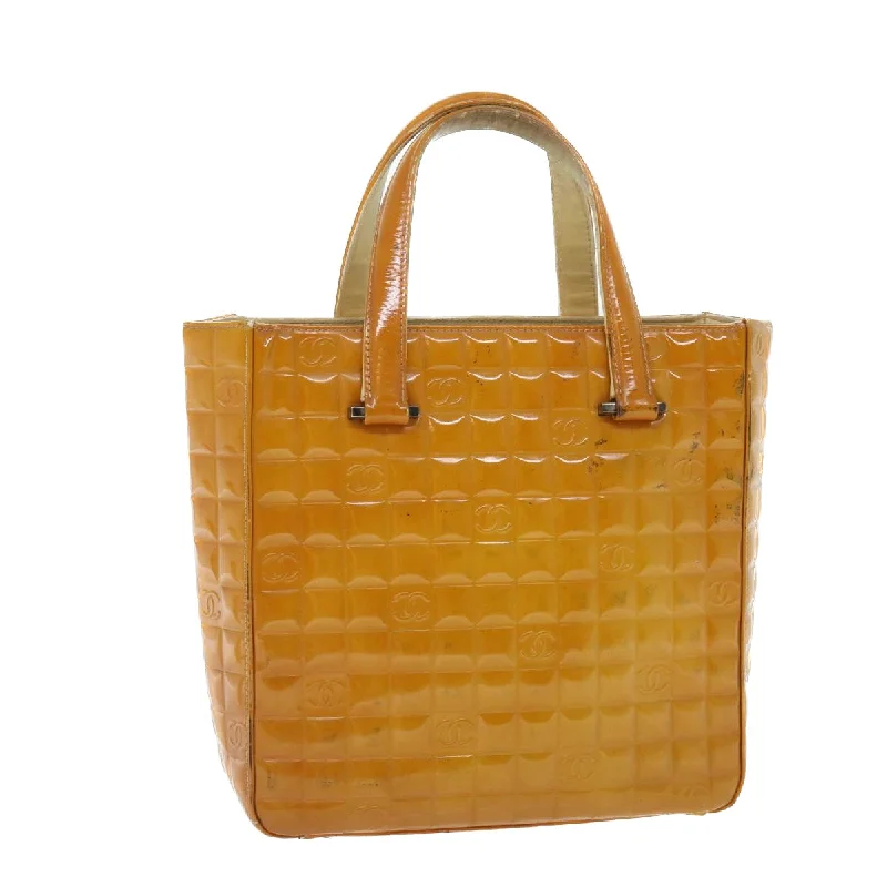 CHANEL Hand Bag Patent leather Yellow CC  bs7609