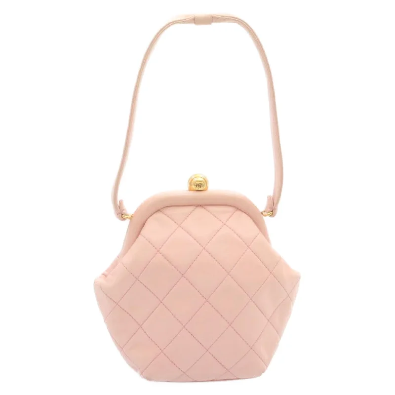 CHANEL Matelasse Hand Bag Lamb Skin Pink CC  29107A