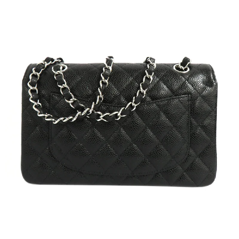 Chanel Matrasse 23 Classic Small Handbag A01113 Caviar S Leather Black Silver G  Black SV Gold Tools W Flap Chain Shoulder