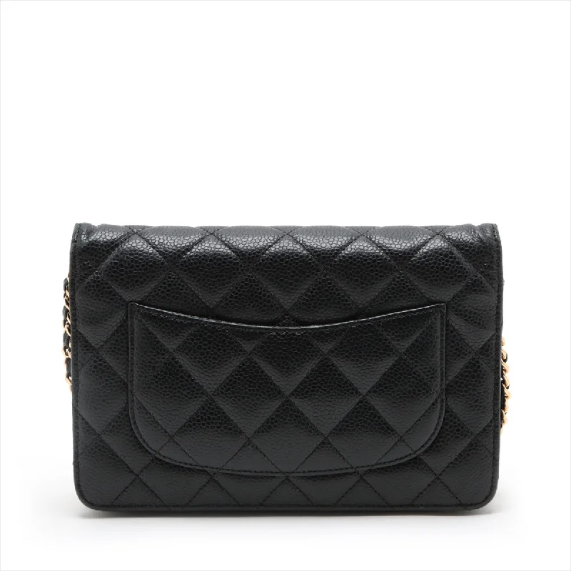 Chanel Matrasse Caviar S Chain Wallet Black G  19th