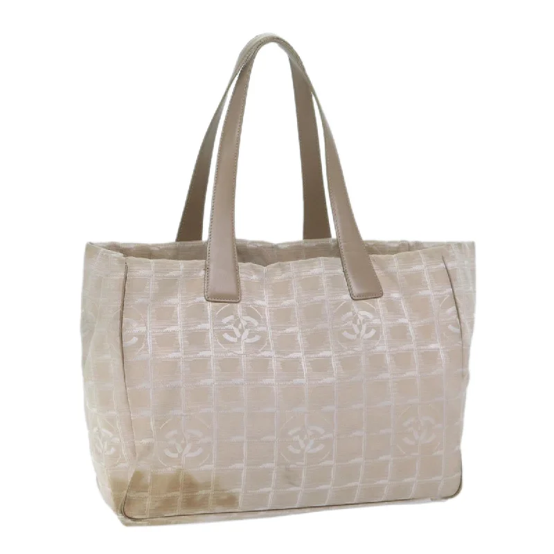 CHANEL New Travel Line Tote Bag Nylon Beige CC  bs13324