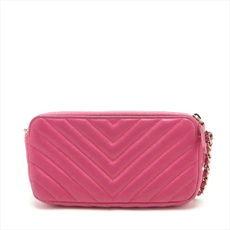 Chanel V Stitch  Chain Wallet Pink G  23rd