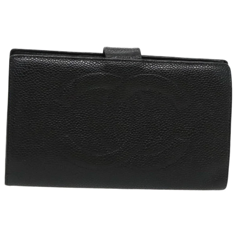 CHANEL Wallet Caviar Skin Black Gold CC  fm3961