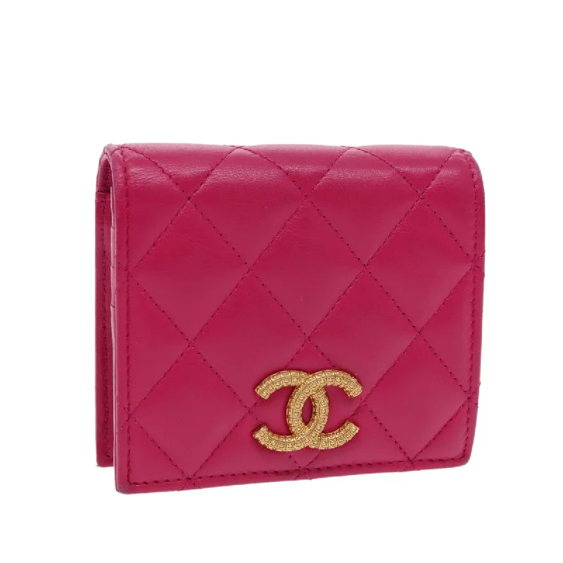 CHANEL Wallet Lamb Skin Pink Gold CC  94678A