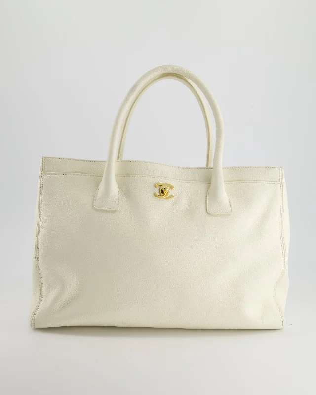 Chanel White Executive Shopper Tote Bag with Gold Hardware