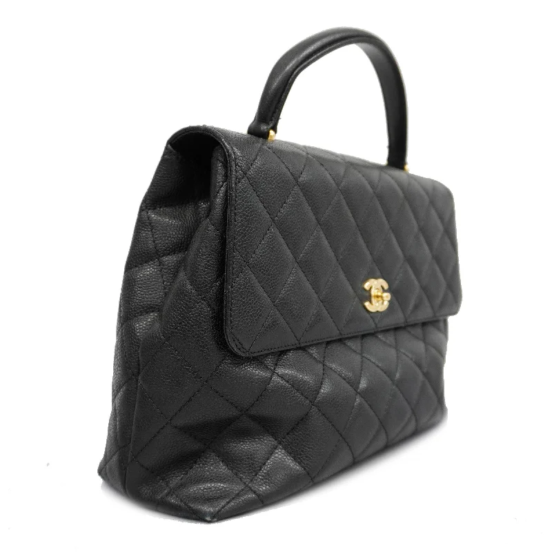 CHANEL  Matelasse Handbag Women's Caviar Leather Black