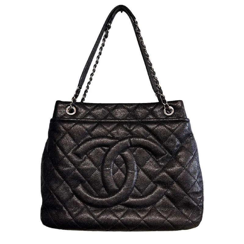 Chanel Black Quilted Caviar Timeless Soft Shopper Tote