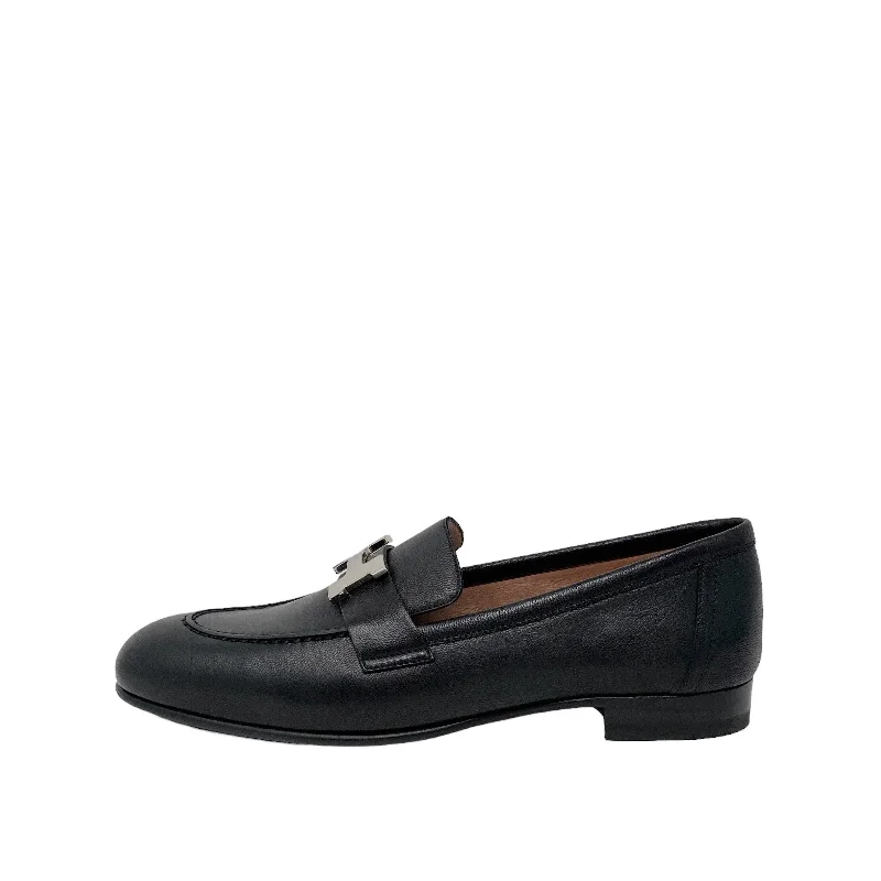 Hermes Black Chèvre Paris Loafers 35