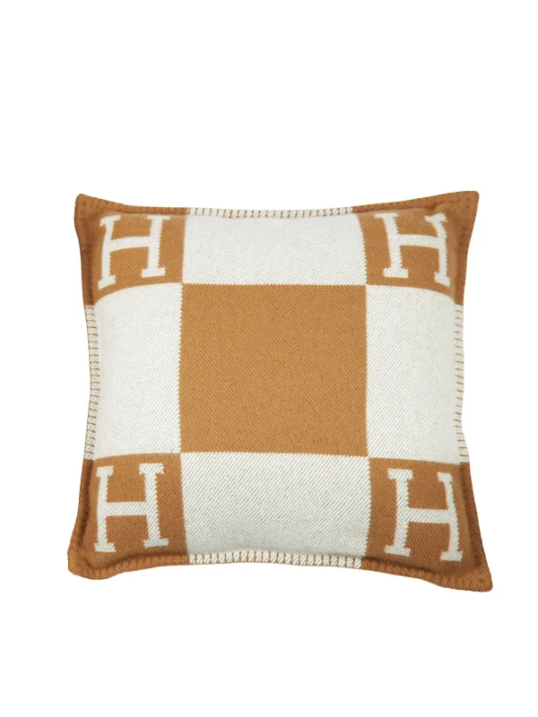 HERMÈS AVALON PILLOW Small Model in Camel & Ecru