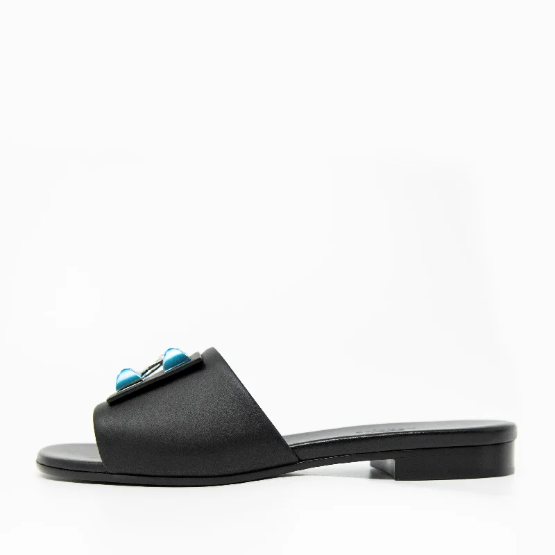 Hermes Black Calfskin Dune Sandals 36