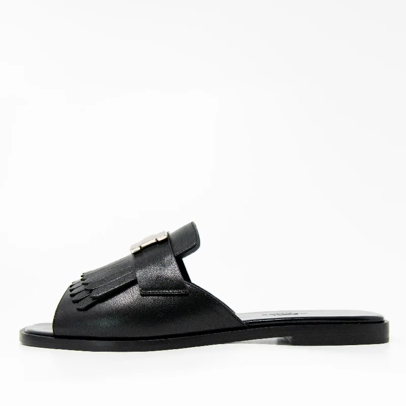 Hermes Black Chevre Auteuil Sandals 36