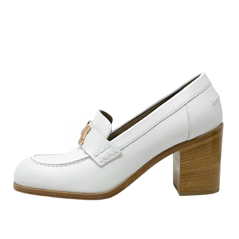 Hermes Blanc Calfskin Dauphine Loafers 36