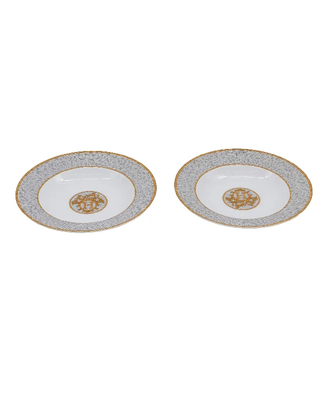 Hermes Mosaique Au Gold Soup Plate DXBS0735