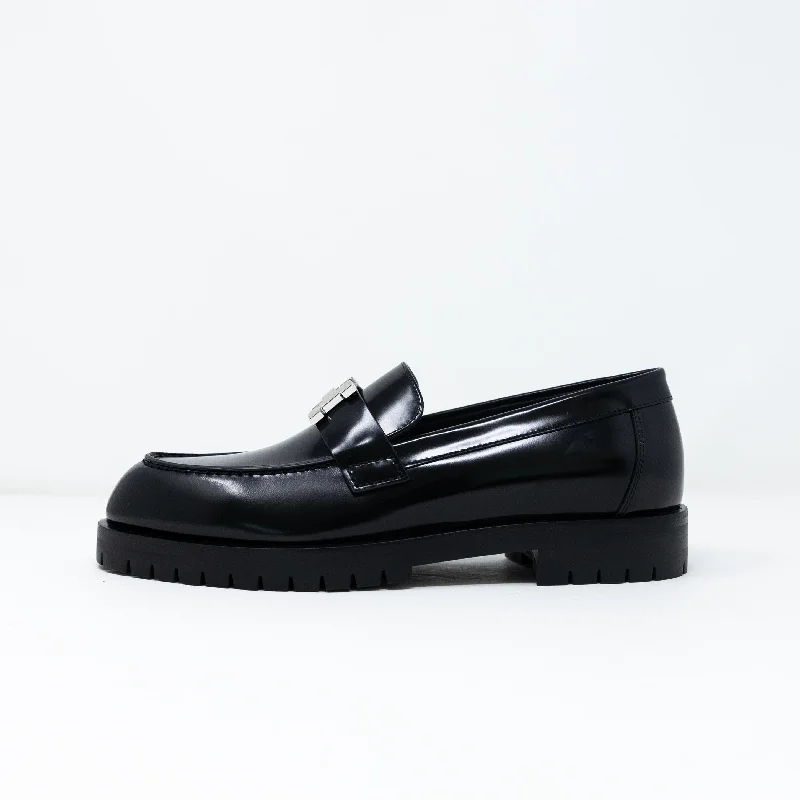 Hermes Noir Faubourg Loafers 36