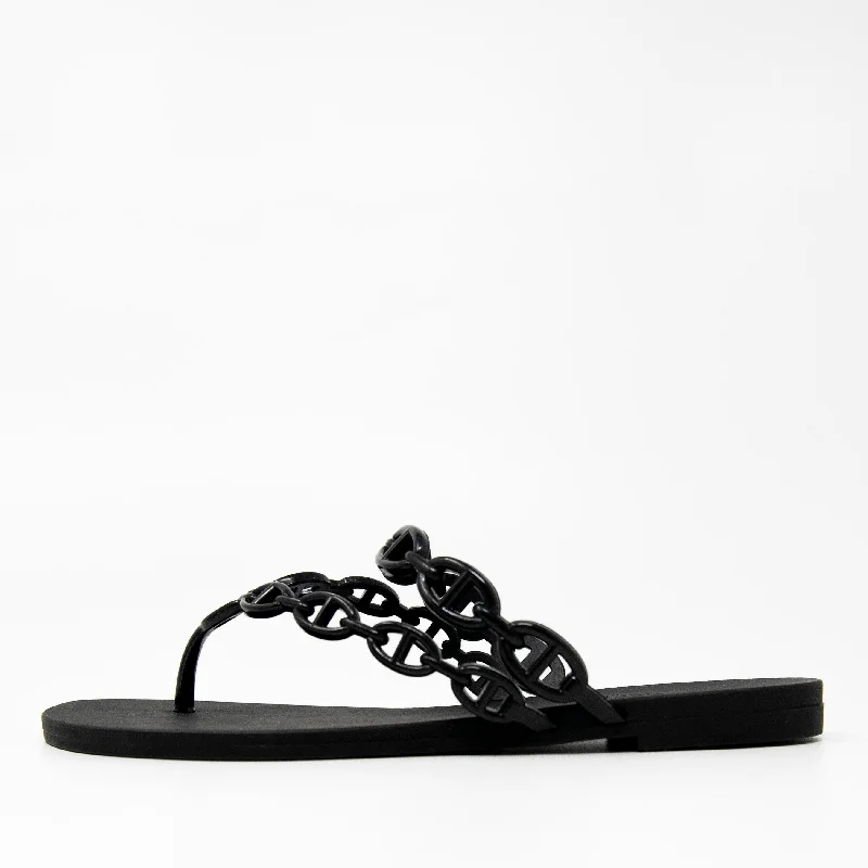 Hermes Noir Island Sandals 36