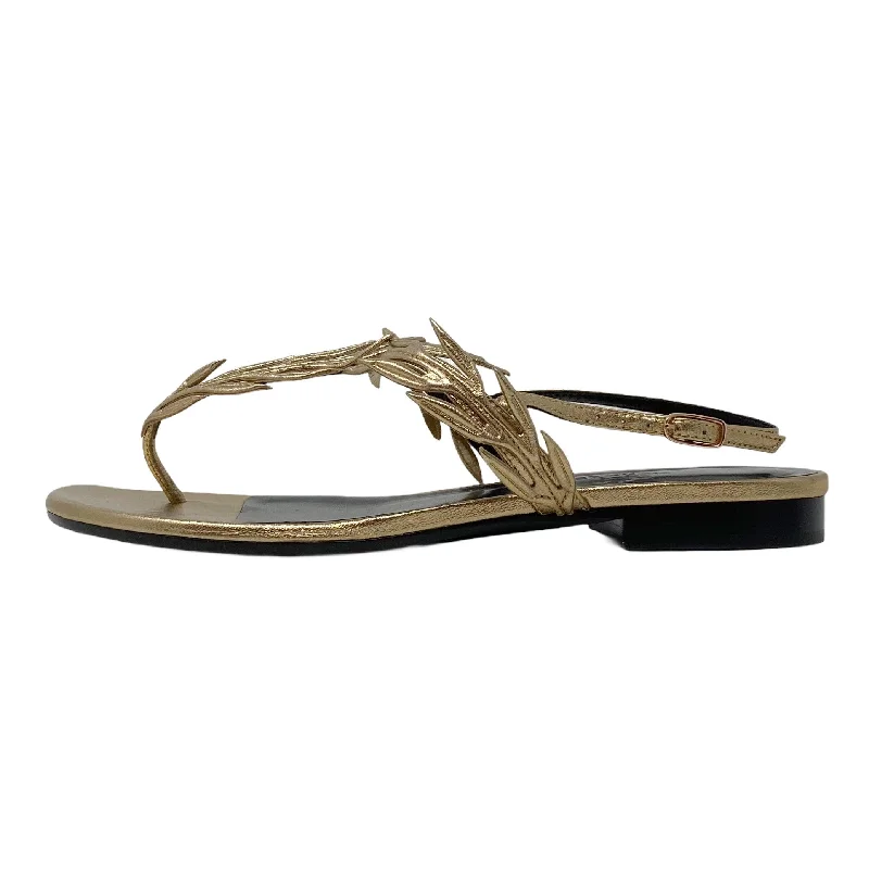 Hermes Gold Nappa Myrthe Sandals 37