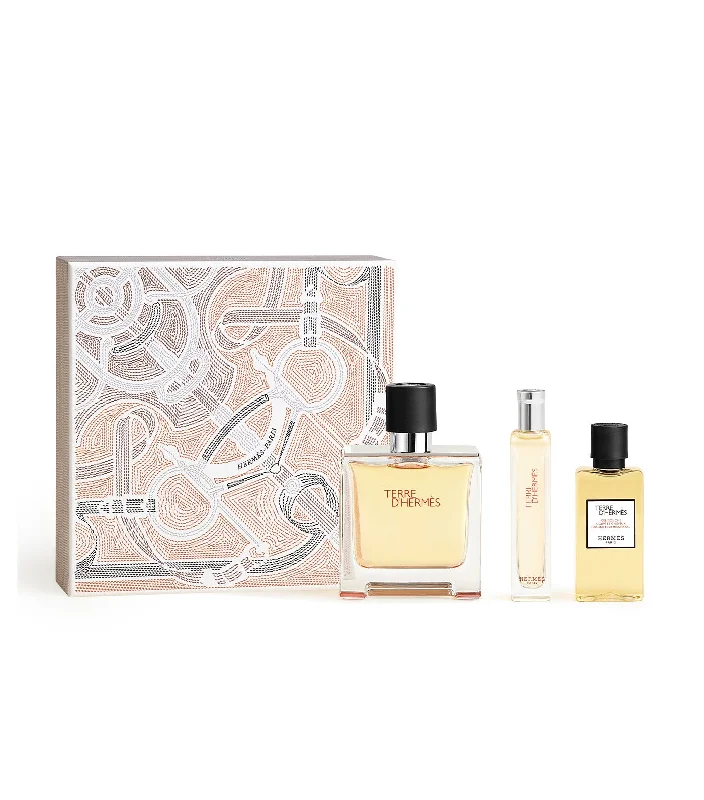 Terre D'Hermès Pure Perfume Set 75ml + Spray 15ml + Showergel 40ml