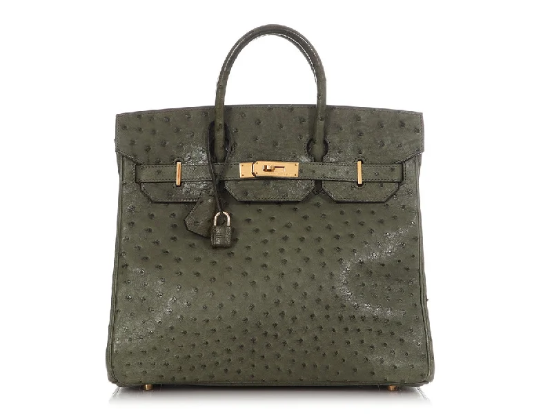 Hermès Vert Olive Ostrich HAC Birkin 32