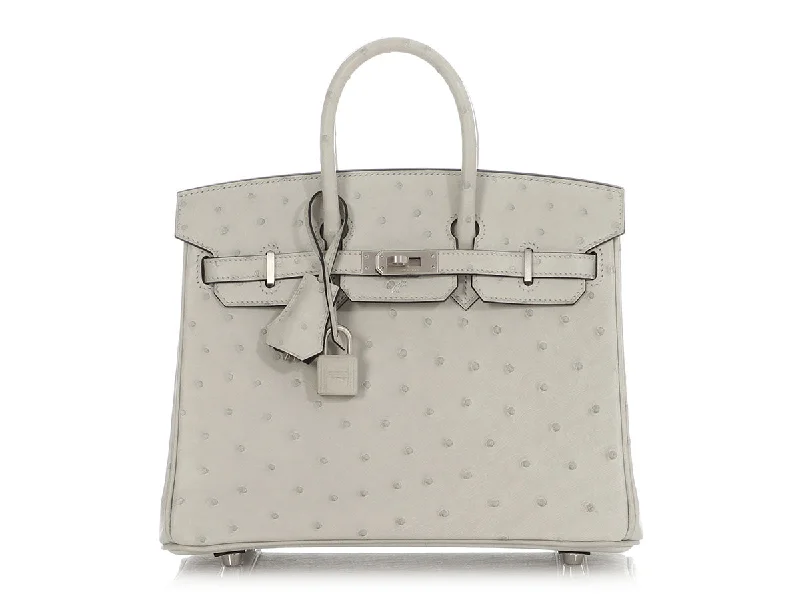 Hermès SO Gris Perle Ostrich Verso Birkin 25