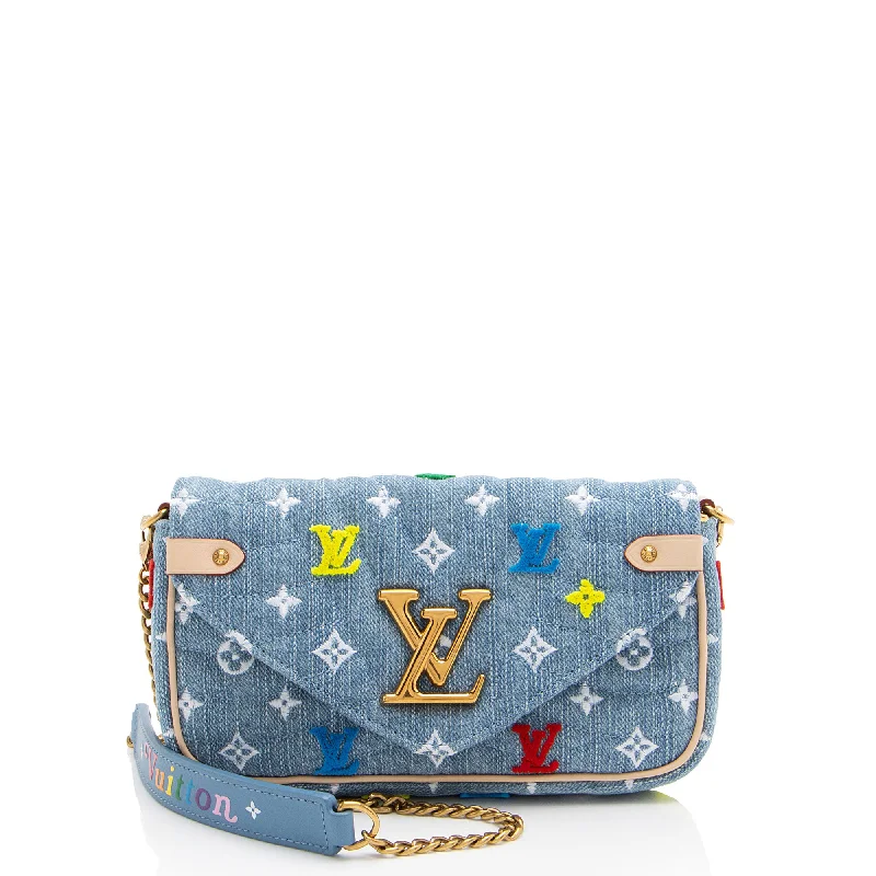 Louis Vuitton Denim New Wave Chain Pochette (SHF-PjBF2b)