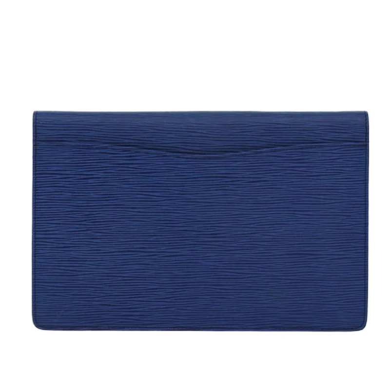 LOUIS VUITTON Epi Montaigne 27 Clutch Bag Blue M52655 LV 84861