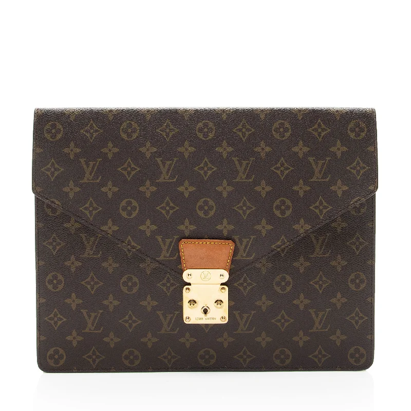 Louis Vuitton Vintage Monogram Canvas Porte Documents Senateur Clutch (SHF-7sLzA4)