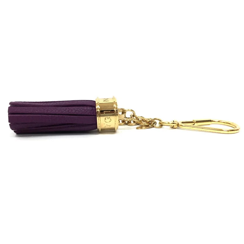 LOUIS VUITTON Bag Charm Pom M65124 Tassel Ribbon Keychain Gold x Purple Wallet Small