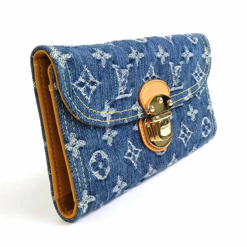 LOUIS VUITTON Bifold Long Wallet Monogram Denim Portefeuille Amelia/Monogram Blue Unisex M95511